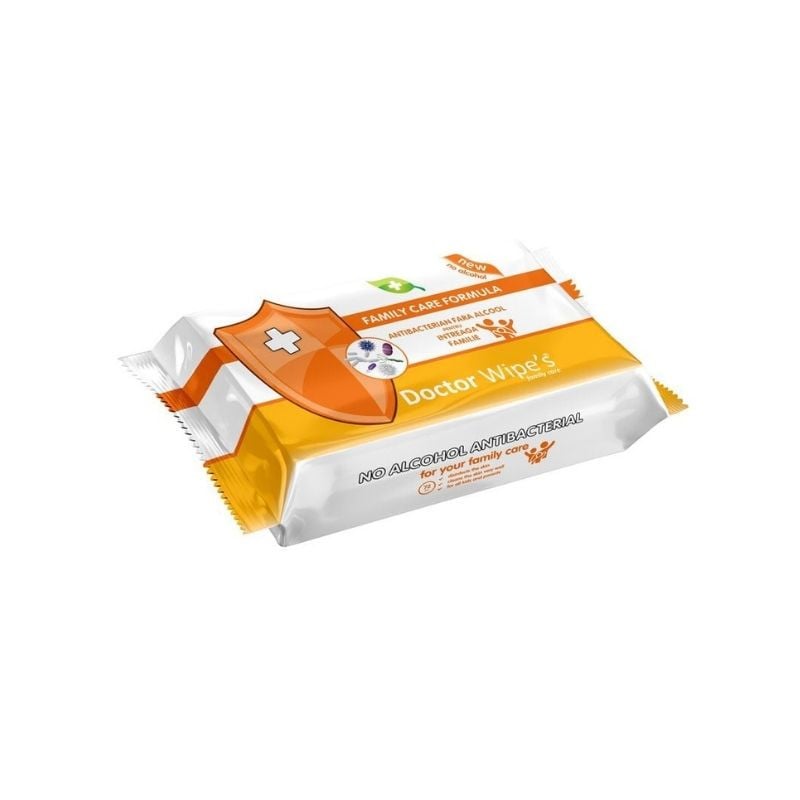 Servetele umede antibacteriene Family Care, 72 bucati, Dr Wipe\'s