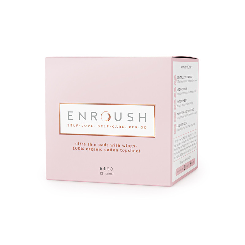 Absorbante din bumbac organic, Normal, 12 bucati, Enroush