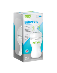 Biberon cu gat larg si tetina anticolici, 3-6 luni, 260ml, Adora 