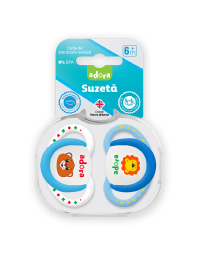 Suzeta din silicon, cu cutie de sterilizare, 6-18 luni, design baiat, 2 bucati, Adora 