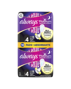 Absorbante Platinum Secure Night Duo Pack, 10 bucati, Always