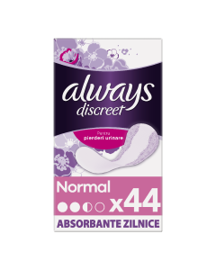 Absorbante zilnice pentru incontinenta urinara Discreet Normal, 44 bucati, Always