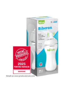 Biberon cu gat larg si tetina anticolici, 6 luni+, 330ml, Adora 