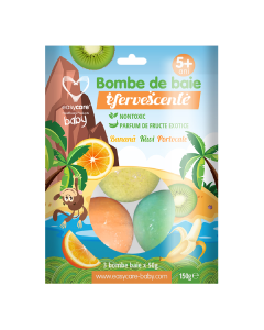 Bombe de baie copii Fructe exotice, 3 bucati, Easycare Baby