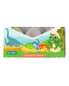  Bombe de baie ou de dinozaur cu suprize, parfum fructe, 3 bucati, Easycare Baby 