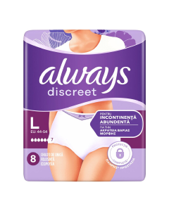 Always Discreet Pants Chiloti pentru incontinenta urinara Large, 8 bucati