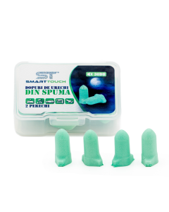 Dopuri de urechi din spuma cu memorie si cutie de transport, 2 perechi, Smart Touch