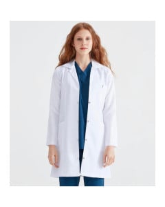 Halat medical dama alb lung cu trei buzunare Dr Rever Long