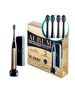 Pachet Periaj Complet Vitammy Aurum Negru-Auriu, Periuta electrica si set de 4 rezerve