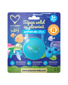 Sapun solid cu glicerina si jucarie pentru copii, parfum afine, 100 g, Easycare Baby