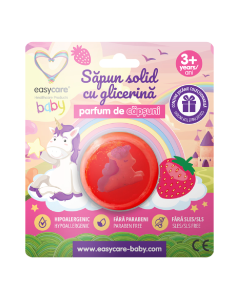Sapun solid cu glicerina si jucarie pentru copii, parfum capsuni, 100 g, Easycare Baby