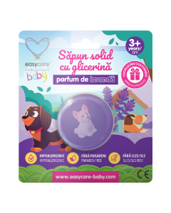 Sapun solid cu glicerina si jucarie pentru copii, parfum lavanda, 100 g, Easycare Baby