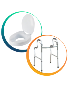 Set Mobilitate: Cadru de mers cu dublu sprijin si inaltator WC 15 cm