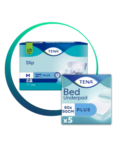 Set Tena Scutece pentru adulti Slip Plus, M, 30 buc si Aleze 60x90cm