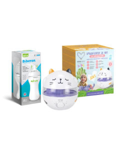 Set Umidificator EasyCare Baby si Biberon anticolici, 6 luni+, 330ml, Adora