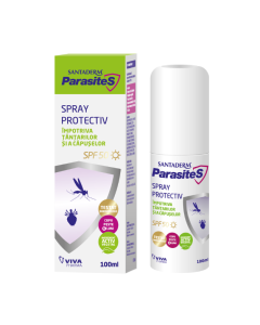 Spray repelent importiva tantarilor si a capuselor SPF 50, Santaderm Parasites, 100 ml