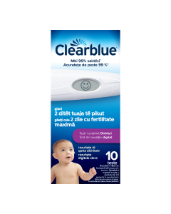 Test de ovulatie digital, 1 dispozitiv, 10 benzi de testare, Clearblue