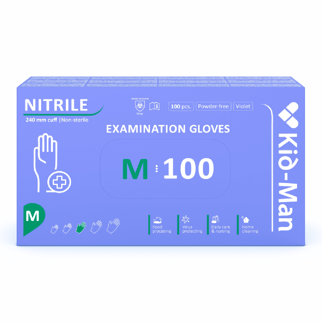 Manusi nitril nepudrate albastru violet S, 100 bucati, Kid-Man-M