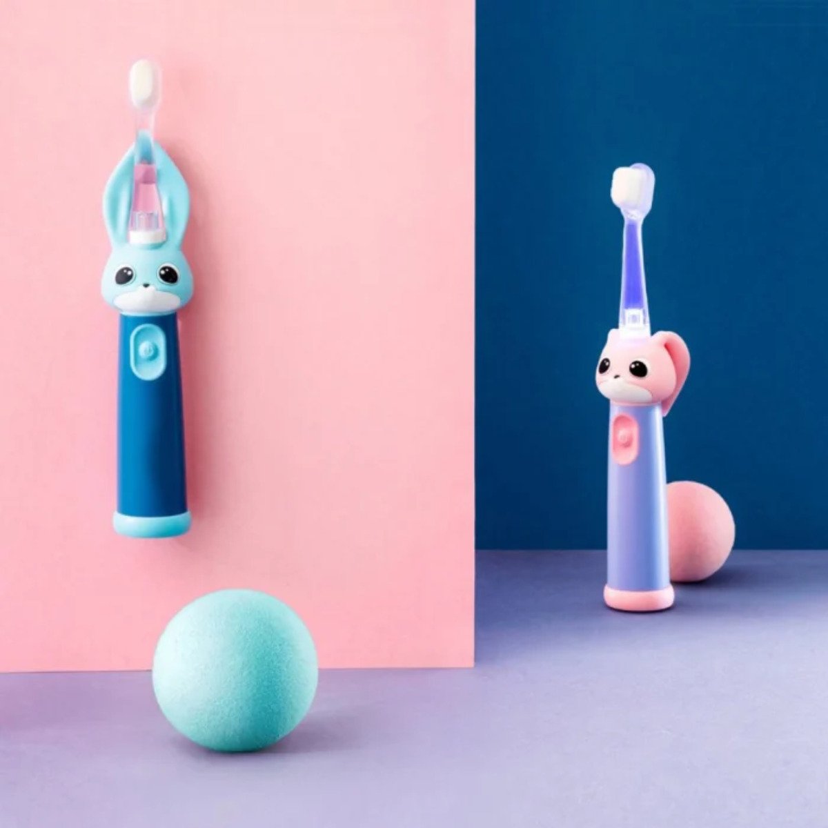 Periuta de dinti electrica Vitammy Bunny Pink, pentru copii 0-3 ani