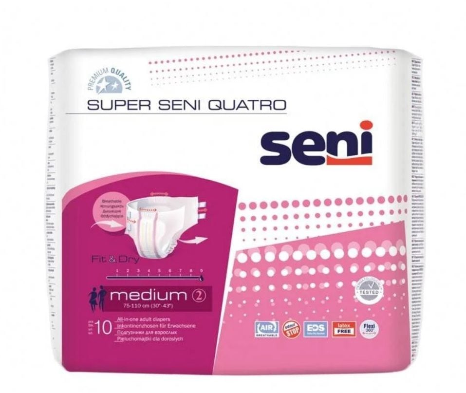 Super seni quatro large 10 scutece adulti cu sistem inchis
