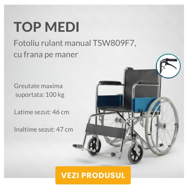 Fotoliu rulant manual TSW809F7, cu frana pe maner