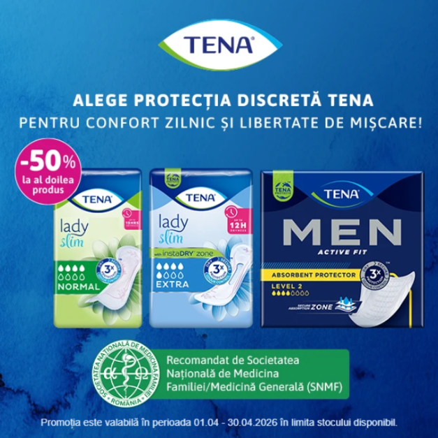 Tena Campanie 50% la al doilea produs Tena 