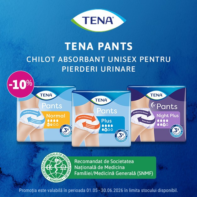 Tena Pants reducere 10% in perioada 1 mai - 30 iunie 2026