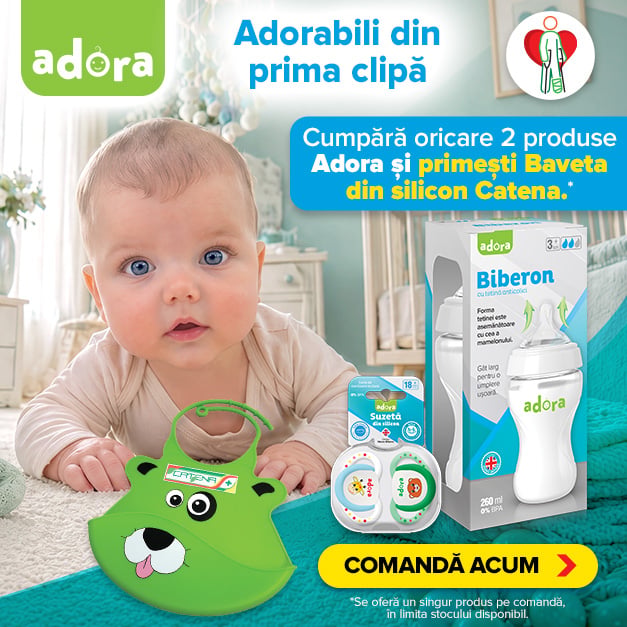 Cumpara oricare 2 produse Adora si primesti o baveta din silicon Catena