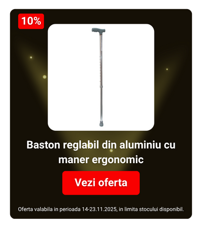 Baston reglabil din aluminiu cu maner ergonomic