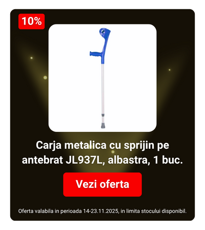 Carja metalica cu sprijin pe antebrat, reglabila, albastra