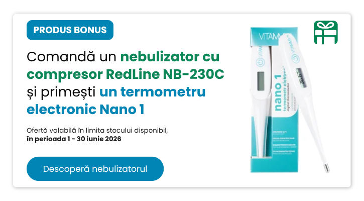 Comandă un nebulizator cu compresor RedLine NB-230C și primești un termometru electronic Nano 1