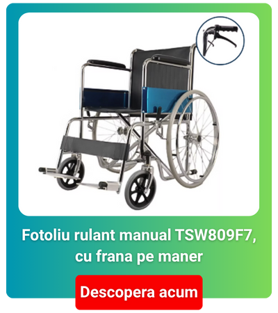 Fotoliu rulant manual TSW809F7, cu frana pe maner